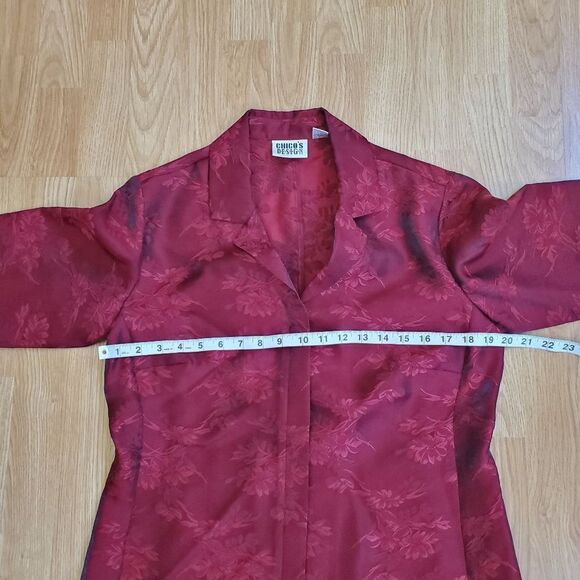 Chico's Design Silk Blend Button Down Shirt Sz Med - Picture 9 of 11